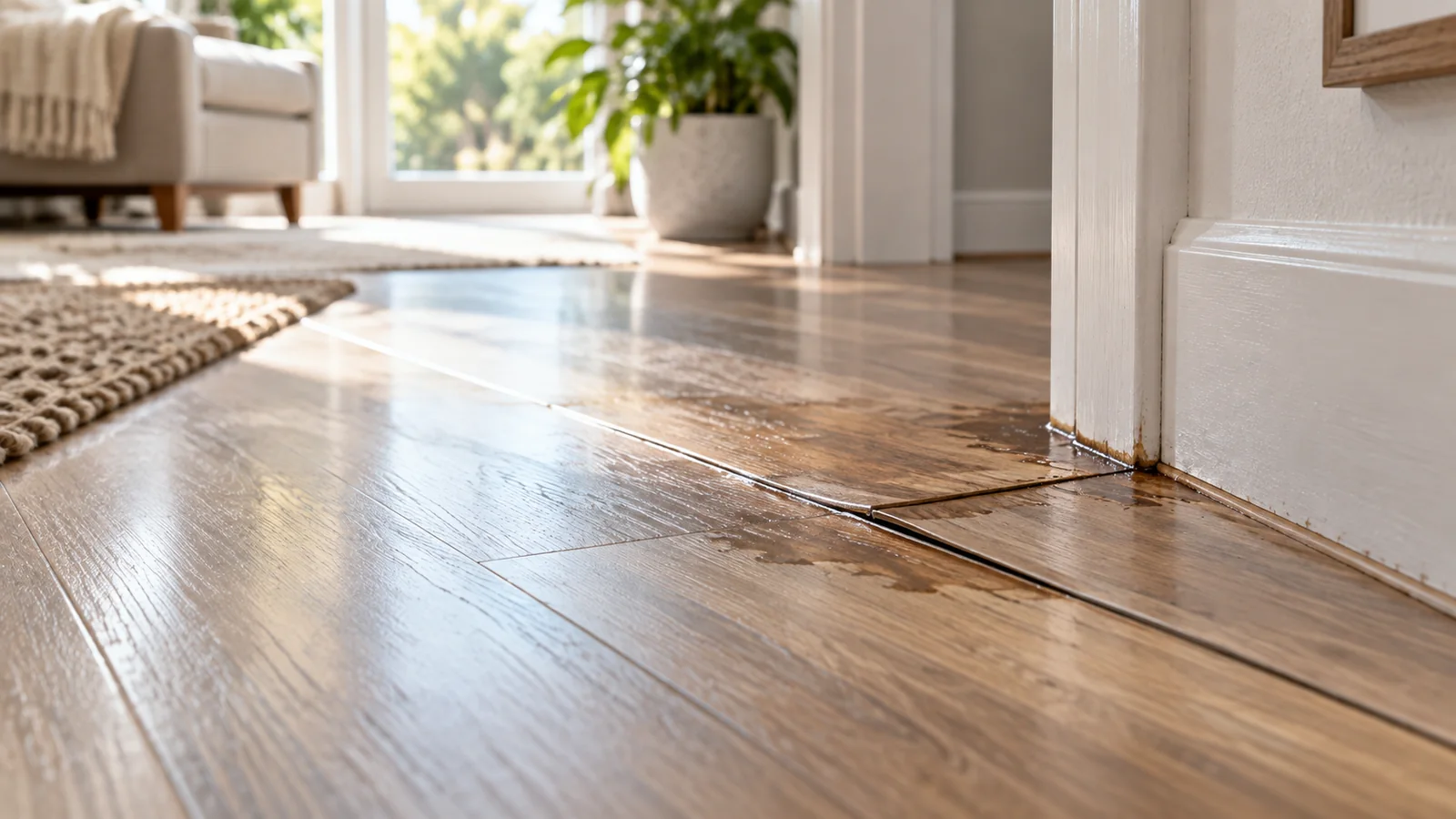 Water Damage on Laminate Flooring Floor