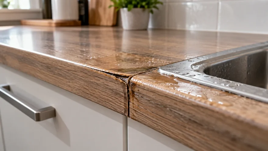 Water Damage on Laminate Countertop Seam