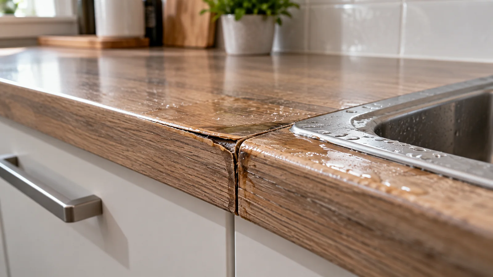 Water Damage on Laminate Countertop Seam