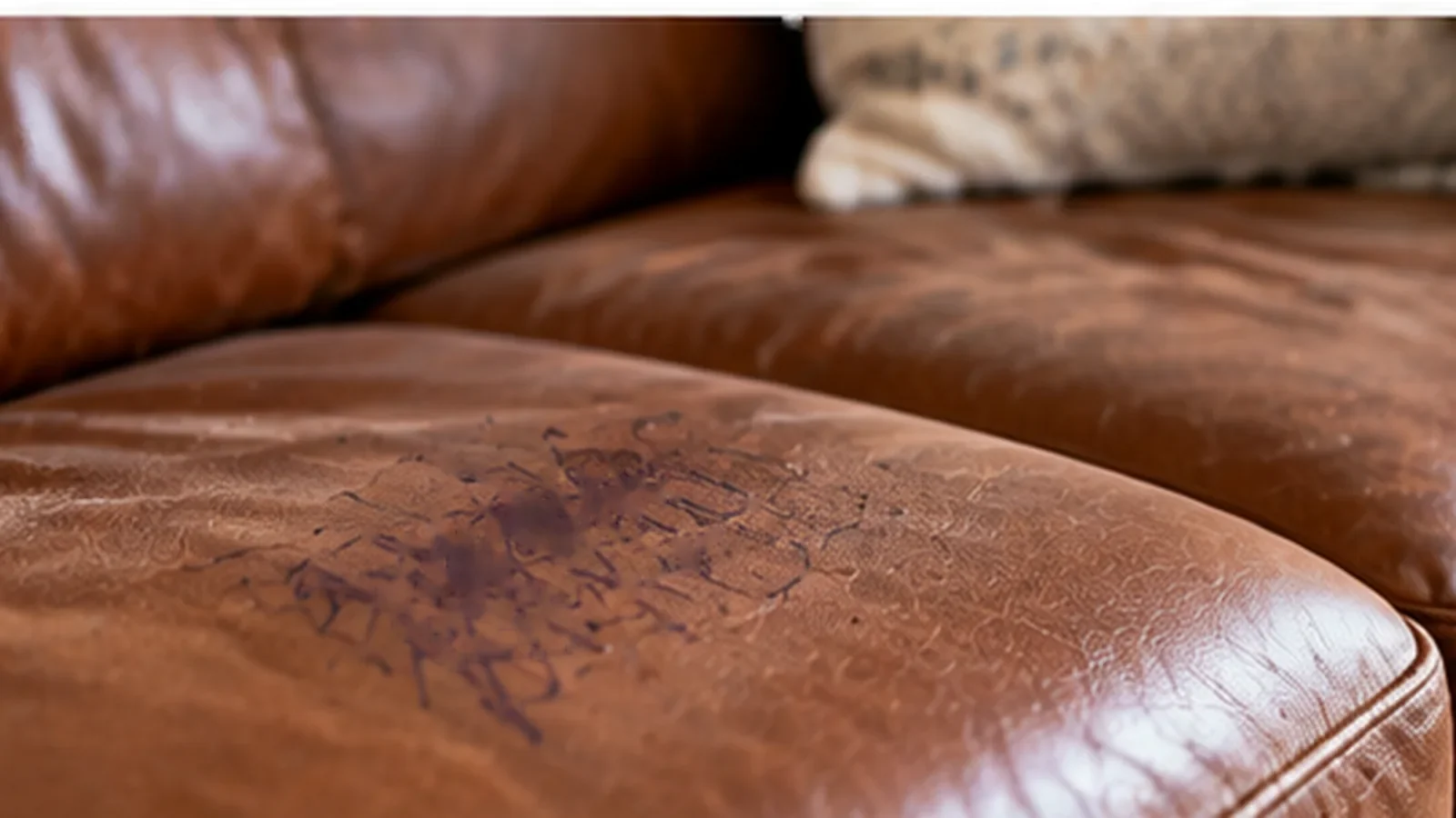 Clean brown leather couch surface in a home interior