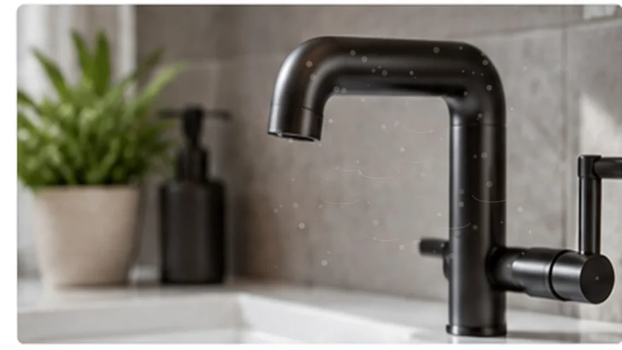 Matte black faucet with visible hard-water mineral spotting