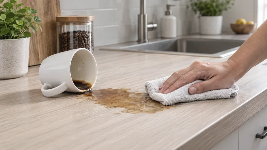Hard Water on Solid Surface Countertop