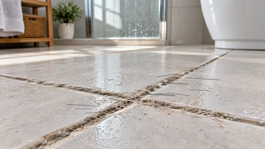 Dark scuff marks on ceramic floor tile