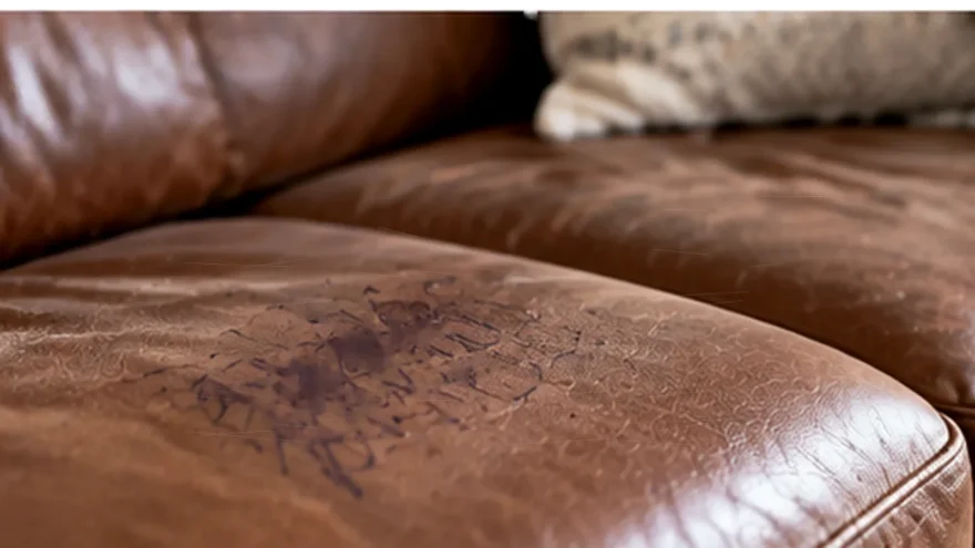 Dry worn brown leather furniture surface